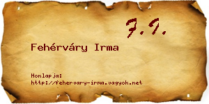 Fehérváry Irma névjegykártya
