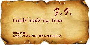 Fehérváry Irma névjegykártya